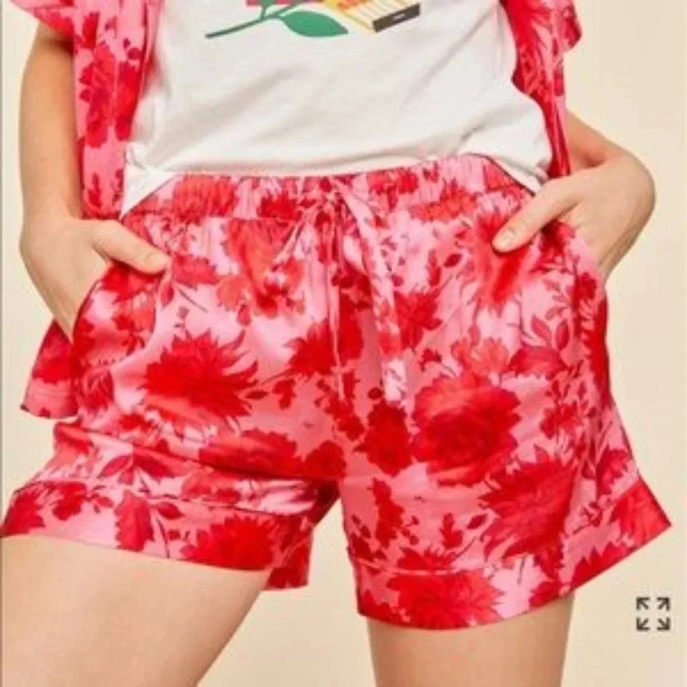 Ban.do Floral SatinSilky Pajama‎ Shorts